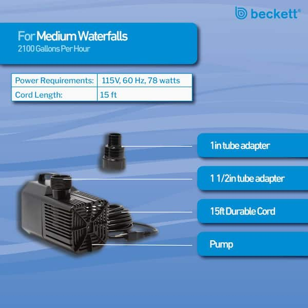 BECKETT 2100 GPH Submersible Waterfall Pump 7218610 - The Home Depot