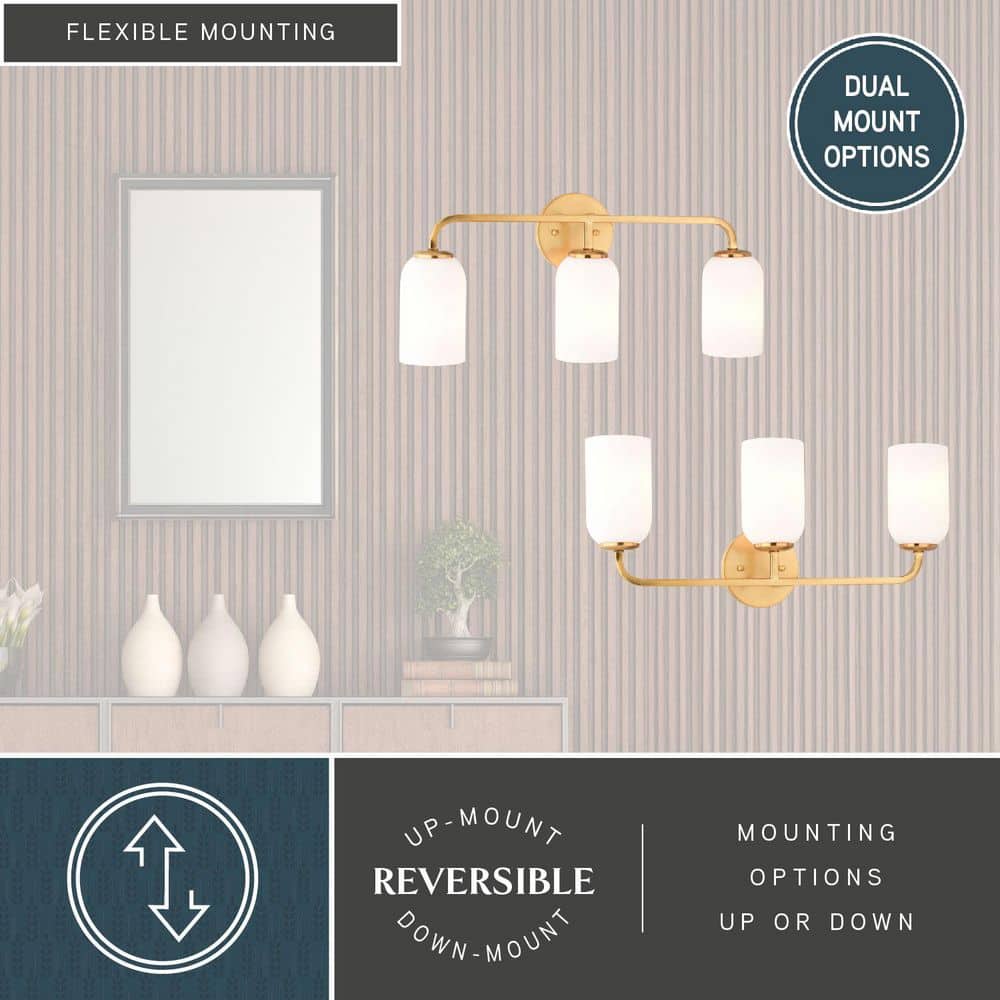 Shelby 23" Gold Brass Bathroom Vanity Light with White Glass