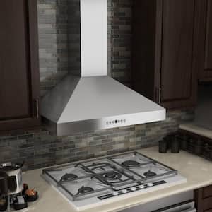 30 in. 400 CFM Convertible Vent Pyramid Wall Mount Range Hood in Stainless Steel