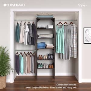 Style+ 84 in. W - 120 in. W Modern Walnut Wood Closet System