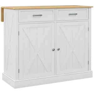 White Leaf Wood 23.5 in. Kitchen Island with Drawers