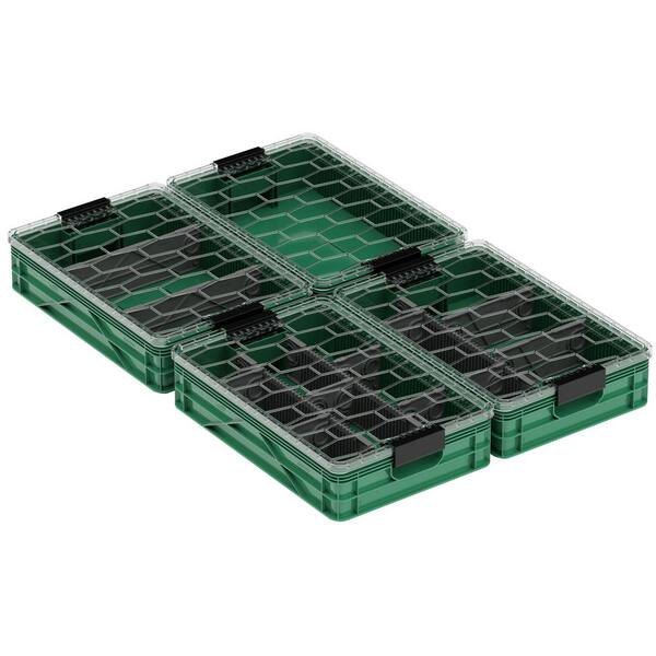 SIDIO Quarter Crate 4-Pack Heavy Duty Stackable Storage Bins with