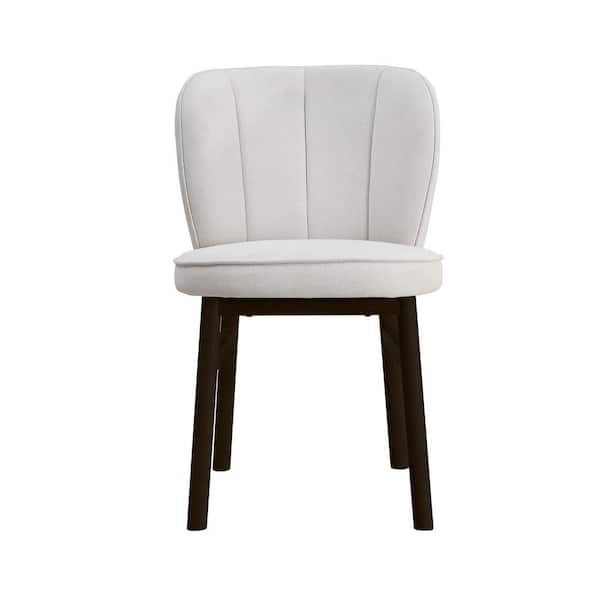 Unbranded Solid Wood Outdoor Dining Chair, Modern Armless Chairs with Beige Cushion, Dark Brown