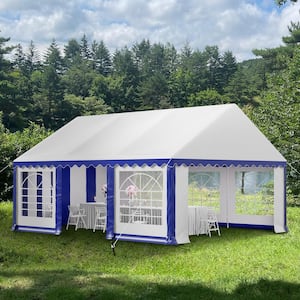 16 ft. x 20 ft. Large Outdoor Canopy Wedding Party Tent in Blue and White with Removable Side Walls