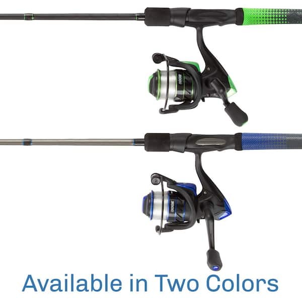Trademark Games Green 6 ft. 6 in. Carbon Fiber Fishing Rod and Reel Combo - Portable 3-Piece Pole with 3000 Aluminum Spinning Reel