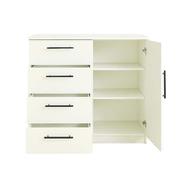 Benjara White 4-Drawers 47.2 in. Wide Chest of Drawers BM337110