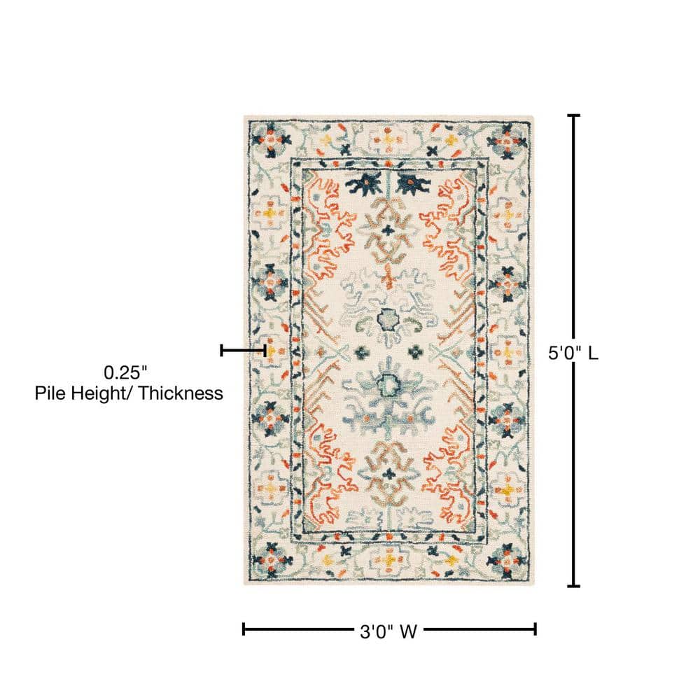 Handmade Tufted Blue Wool 3' x 5' Area Rug