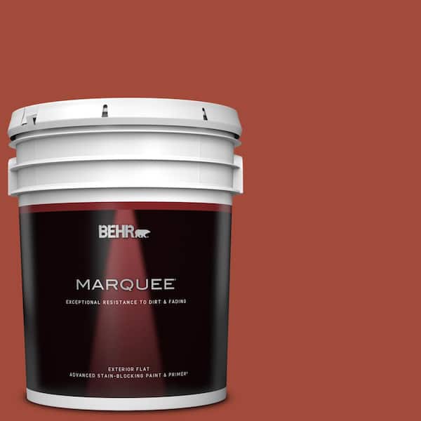 BEHR MARQUEE 5 gal. #200D-7 Rodeo Red Flat Exterior Paint & Primer