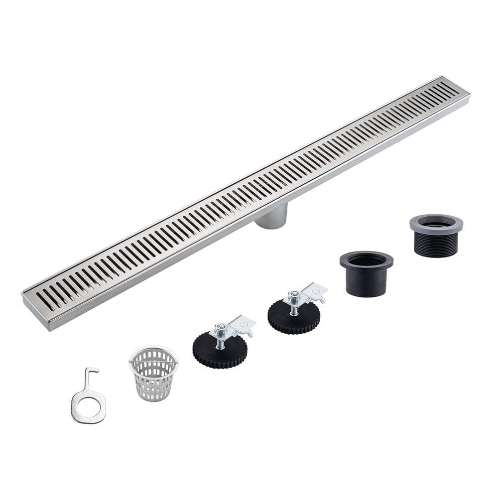 32 in. Stainless Steel Linear Shower Drain with Square Pattern Drain Cover in Brushed Nickel price history on PriceWatchPro