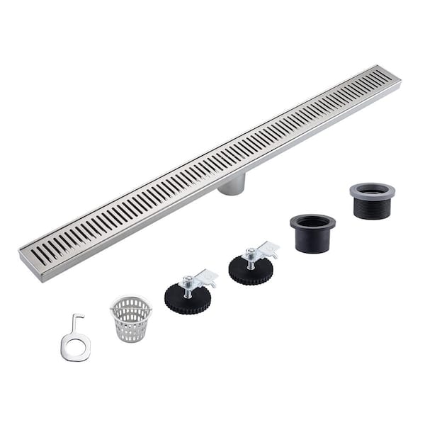 RAINLEX 32 in. Stainless Steel Linear Shower Drain with Square Pattern ...