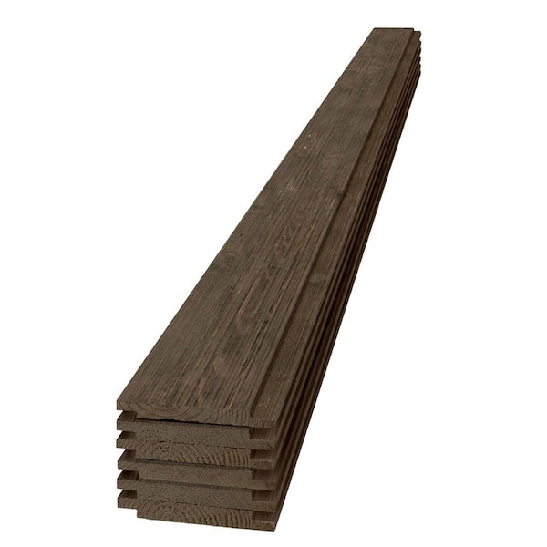 UFP-Edge 1 in. x 6 in. x 6 ft. Barn Wood Dark Brown Pine Shiplap Board (6-Pack)