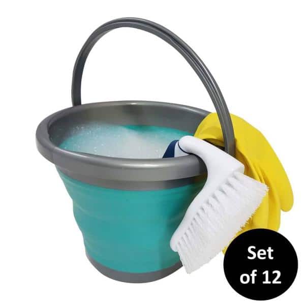HOMZ Store N Stow 5 l Round Collapsible Bucket with Handle in. Grey and  Teal Base (12-Pack) 2211049DC.12 - The Home Depot