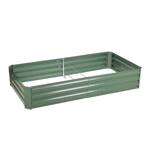 Aoodor 6 ft. x 3 ft. x 1 ft. Green Outdoor Metal Raised Garden Bed, Planter Box for Vegetables, Flowers, Herbs, Plants