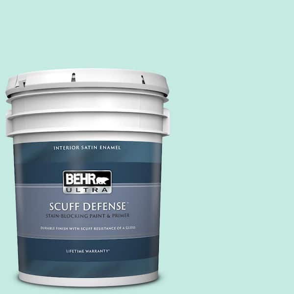 BEHR ULTRA 5 gal. #P440-2 Clear Aqua Extra Durable Satin Enamel Interior Paint & Primer