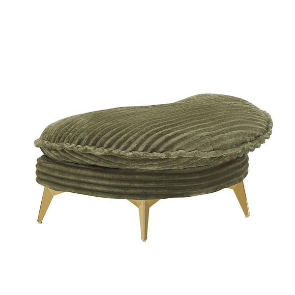 45 in. W Armless Corduroy Square Sofa with 3-Pillows and 2-Seats in Green