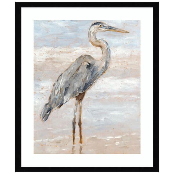Amanti Art "Beach Heron I" by Ethan Harper 1 Pieceood Framed Giclee Animal Art Print 25 in. x 21 in.