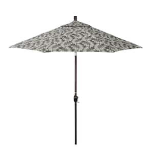 9 ft. Bronze Aluminum Market Patio Umbrella with Crank Lift and Push-Button Tilt in Palm Graphite Pacifica Premium