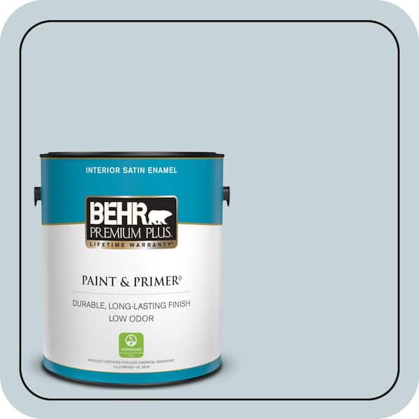 BEHR PREMIUM PLUS 1 gal. #PPL-73 Tranquil Sea Satin Enamel Low Odor Interior Paint & Primer