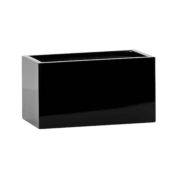 Vasesource Mini Jort XS 6 in. x 6 in. x 12 in. Black Matte Fiberstone Rectangular Planter Pot