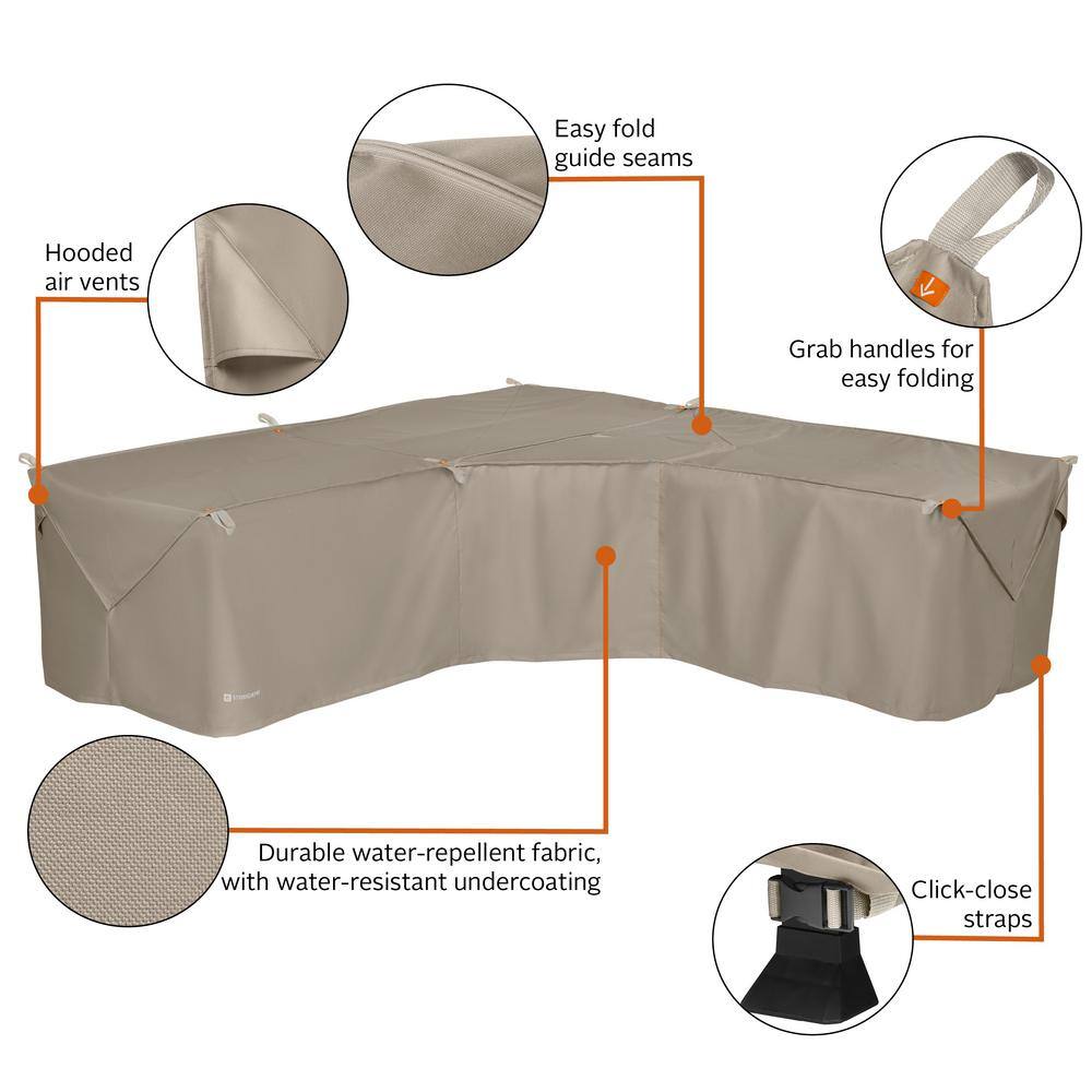 Goat Tan Water-Resistant V-Shaped Sectional Cover, 100 Inch