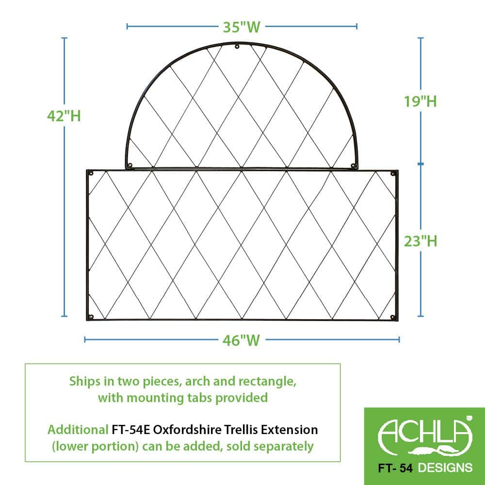 48" Black Iron Oxfordshire Decorative Garden Trellis