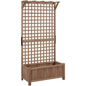 72 in. H Wood Planter Raised Bed with Trellis for Vine Climbing Plants and Vegetable Flower Dark Brown