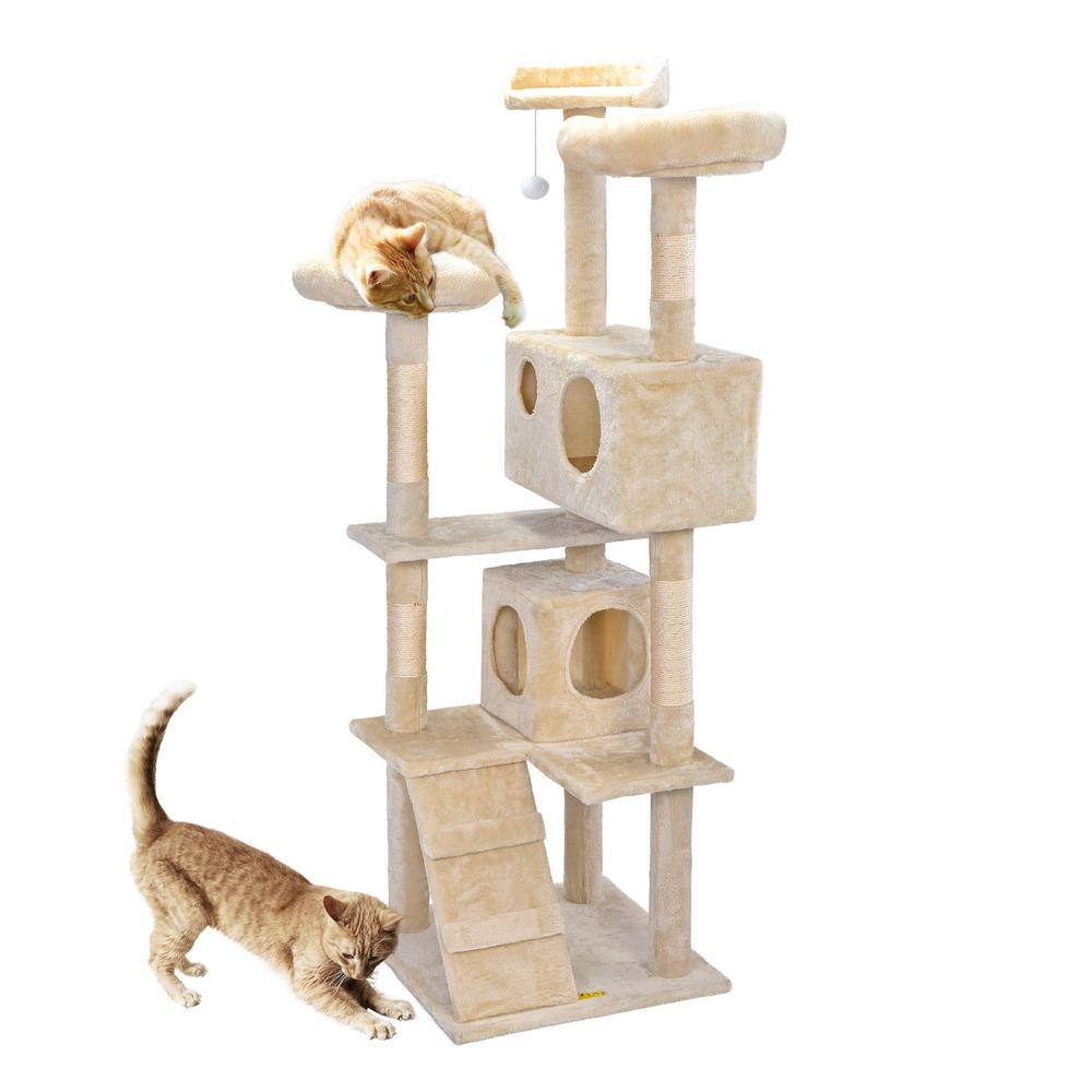COZIWOW 59.5 in. Cat Tree Kitten Activity Condo Penthouse W/ Scratching
