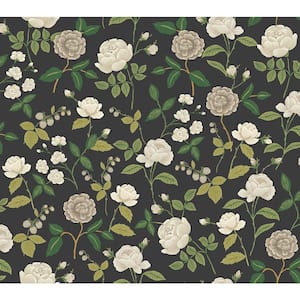Roses Black Grey Matte Non-Pasted Wallpaper