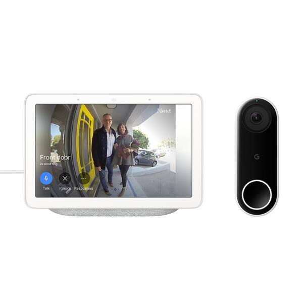Google Nest Hello Wired Smart Wi-Fi Video Doorbell + Nest Hub 1st Gen 7" Smart Home Display Chalk