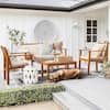 Chillrest 4-Piece Acacia Wood Patio Set - Cream Cushion