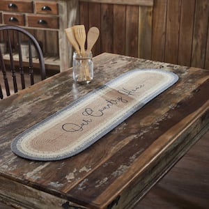 Finders Keepers 12 in. W x 48 in. L Gray Our Country Home Oval Cotton Blend Table Runner