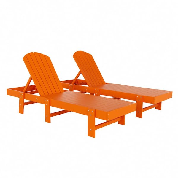 WESTIN OUTDOOR Altura 2-Piece Orange Classic Adjustable Weather Resistant Adirondack Poly Reclining Chaise Lounge Chair Set