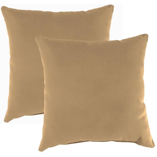 Jordan Manufacturing Sunbrella 16 in. x 16 in. Canvas Cocoa Brown Solid Square Knife Edge Outdoor Throw Pillows (2-Pack)