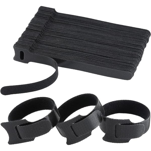 6 in. Reusable Fabric Cable Ties Wire Ties Cord Organizer Cable Organizer Adjustable Cable Management, Black (120-Pack)