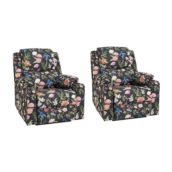 JAYDEN CREATION Lorenz Black Traditional Dual Motor Lift Assist Recliner with Massage and Heat (Set of 2)