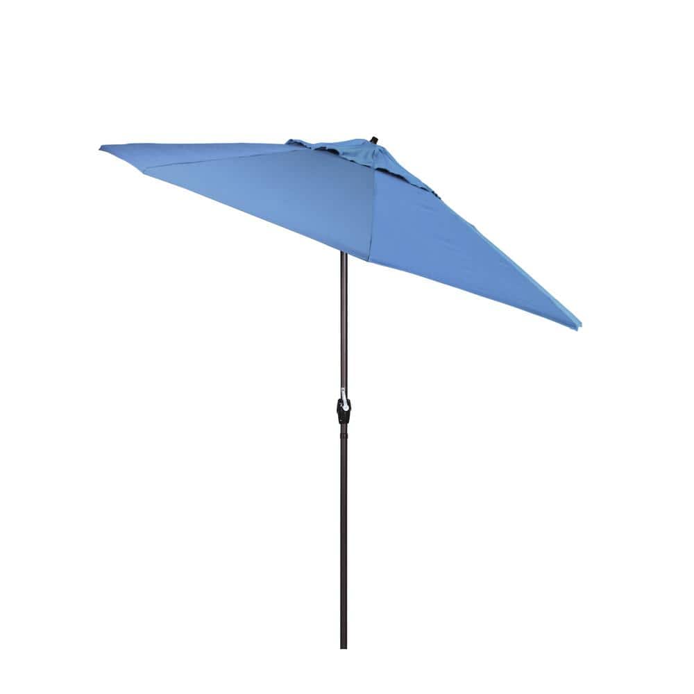 9 ft Frost Blue Olefin Aluminum Patio Umbrella with Auto Tilt