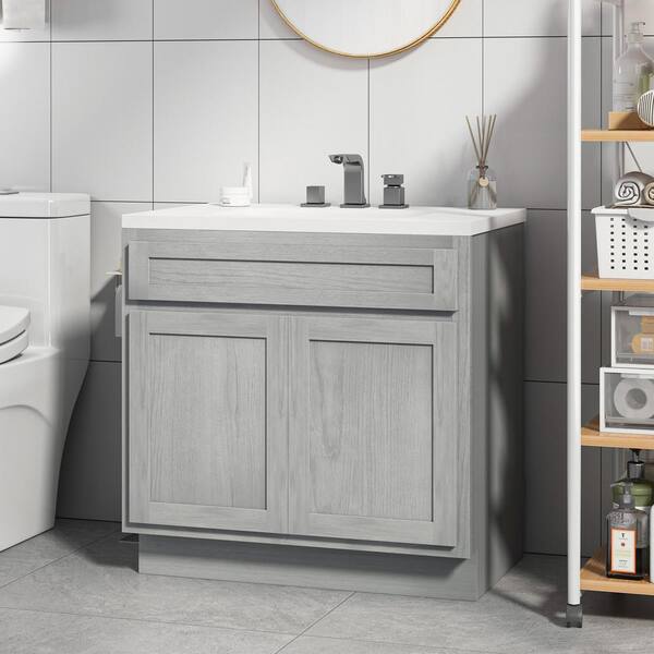 Vanity Art 33 in. W x 21 in. D x 32.5 in. H 2-Doors Bath Vanity Cabinet without Top in Silver
