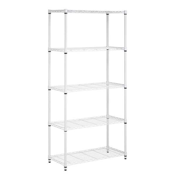 Honey-Can-Do White 5-Tier Metal Wire Shelving Unit (36 in. W x 72 in. H x 16 in. D)