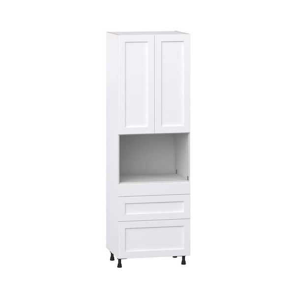 J COLLECTION Mancos Bright White Shaker Assembled Pantry Micro Kitchen Cabinet with 3 Drawers (30 in. W x 94.5 in. H x 24 in. D)