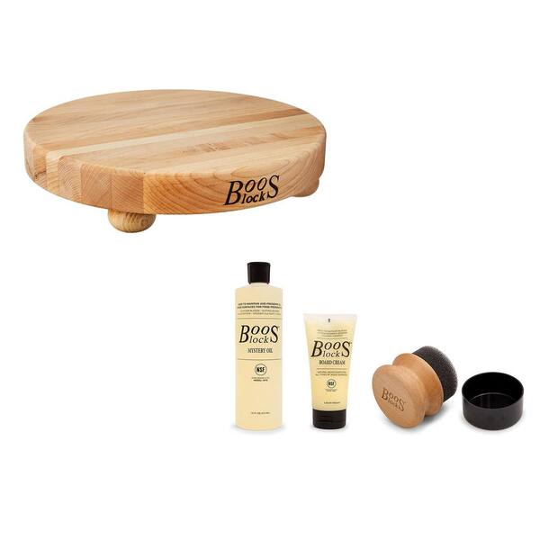 JOHN BOOS B12R Round Maple Wood Cutting Board with 3Piece Care and