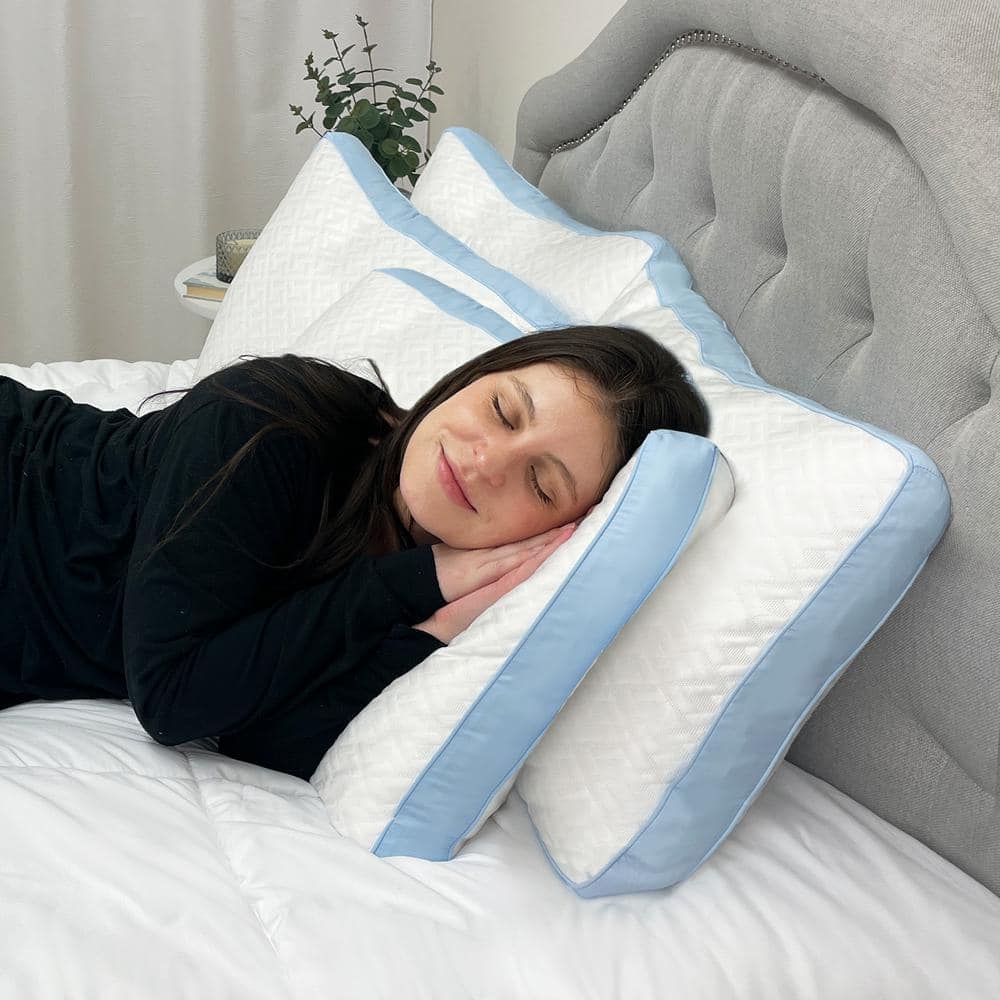Imaginarium 4-Pack Latex and Fiber Cooling Pillows with Blue Gusset