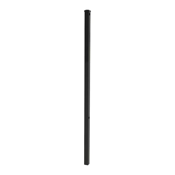FORGERIGHT Newtown 2 in. x 2 in. x 6 ft. Black Aluminum Fence Line Post with Flat Cap