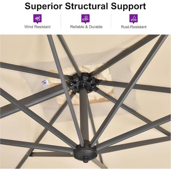 PURPLE LEAF 9 ft. x 11.5 ft. Aluminum Outdoor Patio Cantilever