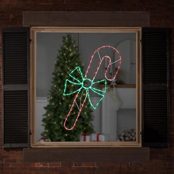 Northlight 28 in. Green and White LED Lighted Candy Cane with Bow