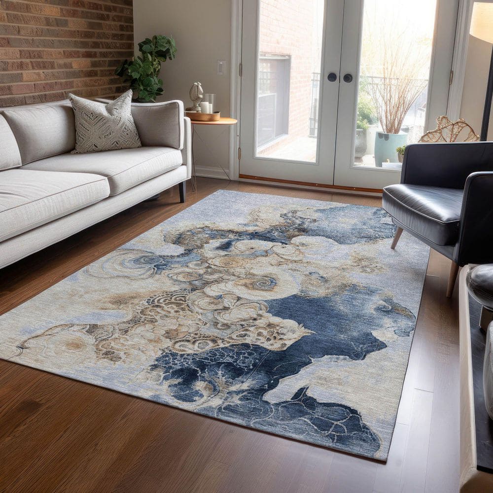 Chantille Machine Washable Indoor/Outdoor Abstract ACN1860 Denim 3 ft. x 4 ft. Area Rug price history on PriceWatchPro