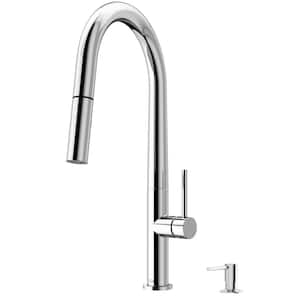 Greenwich Single Handle Pull-Down Sprayer Kitchen Faucet Set with Soap Dispenser in Chrome