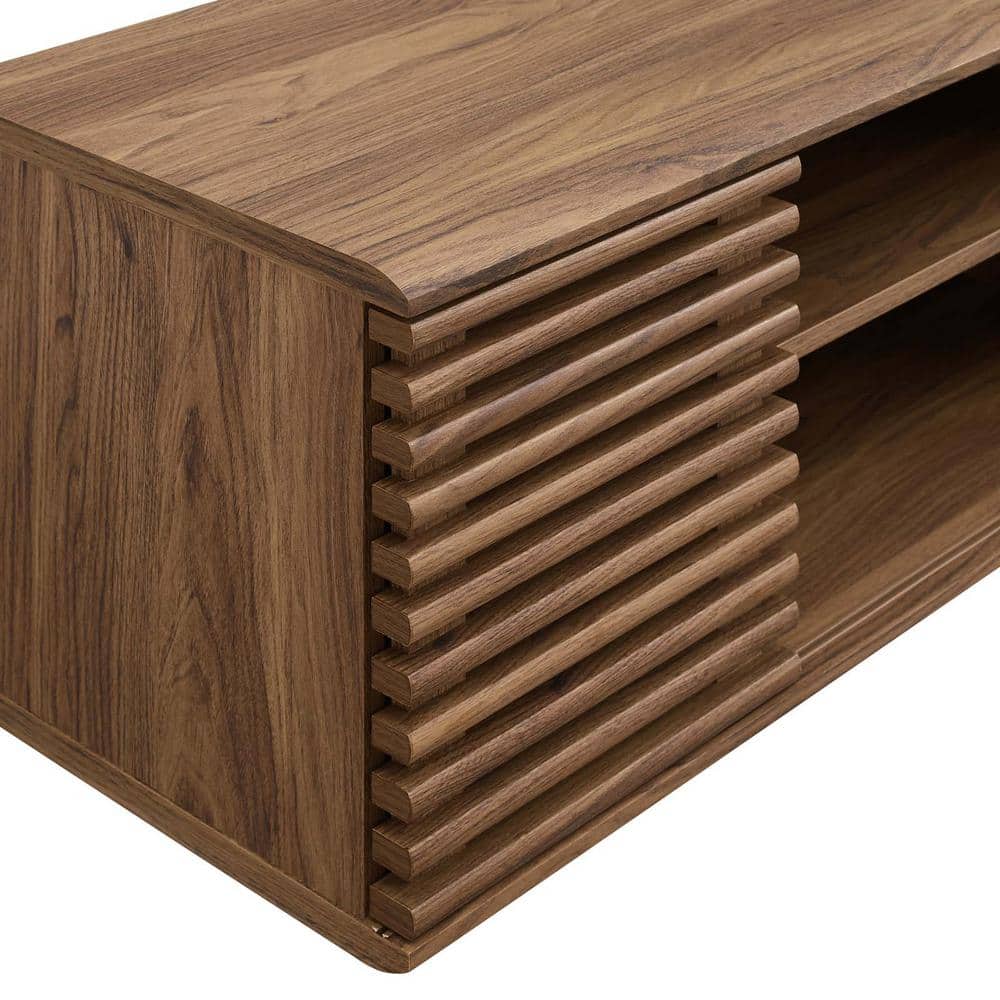 Retro Walnut Grain 46" Wall-Mount Media Console with Sliding Doors