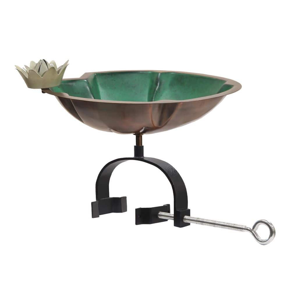 15 in. L Round Antique Copper and Colored Patina Finish Steel Lilypad Birdbath w/ Wrought Iron Over Rail Bracket price history on PriceWatchPro