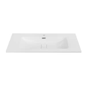 39.4 in. W x 18.5 in. D Solid Surface Resin Vanity Top in White