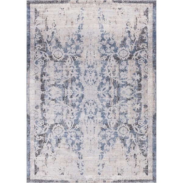 Unique Loom Portland Albany Beige/Navy Blue 10 ft. x 14 ft. Area Rug